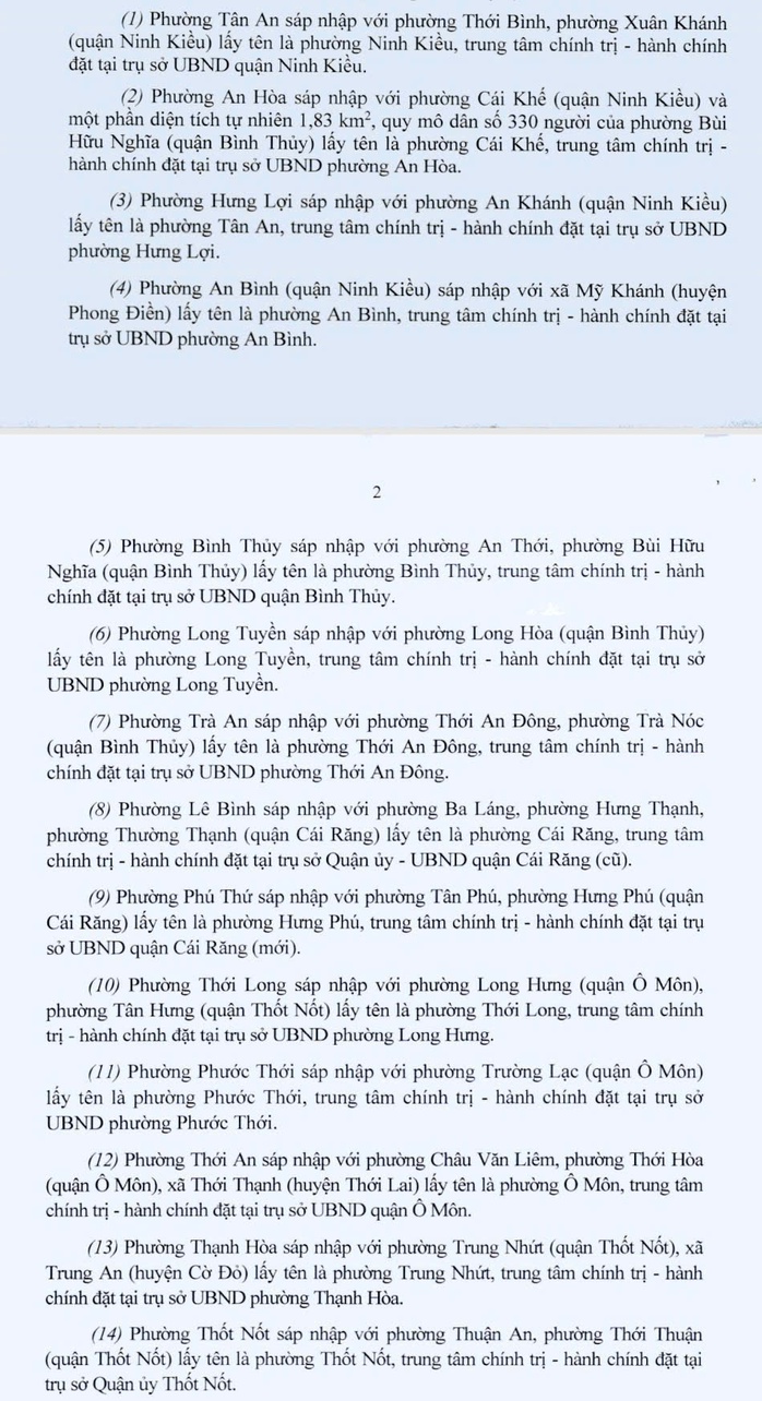 Thông tin chi tiết về các phường, xã sau sáp nhập ở Cần Thơ- Ảnh 2. Thông tin chi tiết về các phường, xã sau sáp nhập ở Cần Thơ- Ảnh 2.