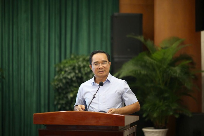 Bí thư Đảng ủy, Chủ tịch UBND TP HCM Nguyễn Văn Được phát biểu tại hội nghị. Ảnh: THIỆN AN Bí thư Đảng ủy, Chủ tịch UBND TP HCM Nguyễn Văn Được phát biểu tại hội nghị. Ảnh: THIỆN AN