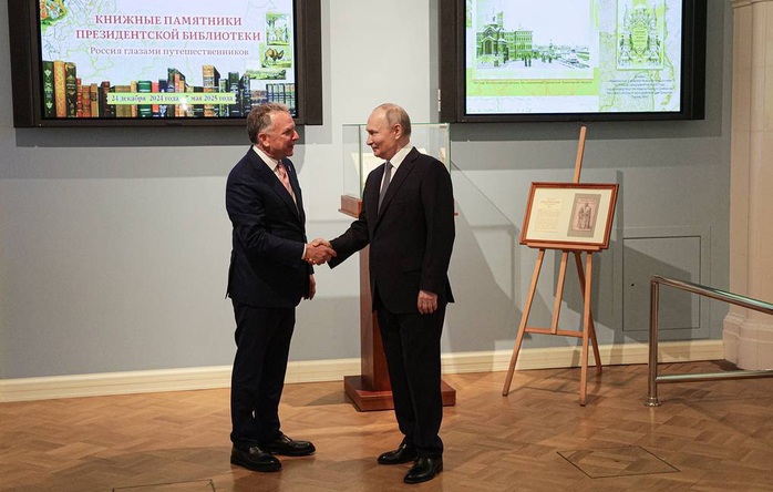 Tổng thống Nga Vladimir Putin gặp ông Steve Witkoff, Đặc phái viên của Tổng thống Mỹ Donald Trump, vào ngày 11-4. Ảnh: TASS Tổng thống Nga Vladimir Putin gặp ông Steve Witkoff, Đặc phái viên của Tổng thống Mỹ Donald Trump, vào ngày 11-4. Ảnh: TASS