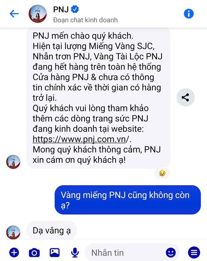 Giá vàng giảm sốc, Công ty PNJ không còn vàng miếng, vàng nhẫn để bán- Ảnh 3. Giá vàng giảm sốc, Công ty PNJ không còn vàng miếng, vàng nhẫn để bán- Ảnh 3.