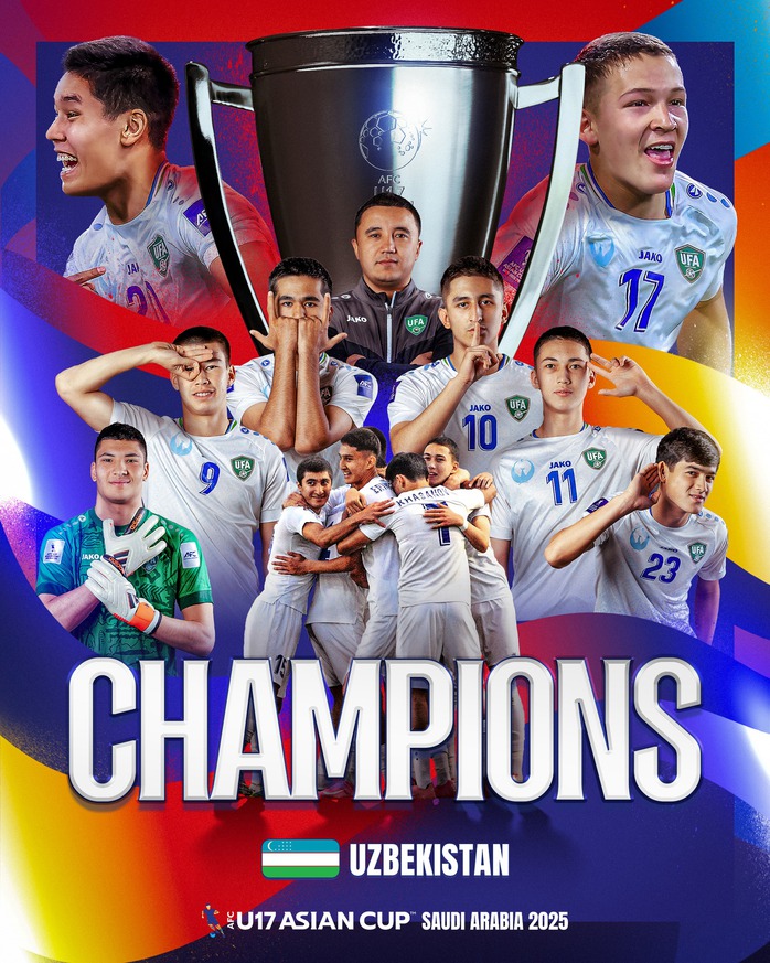 U17 Uzbekistan nhận 2 thẻ đỏ ở hiệp 1, vẫn vô địch châu Á- Ảnh 2. U17 Uzbekistan nhận 2 thẻ đỏ ở hiệp 1, vẫn vô địch châu Á- Ảnh 2.
