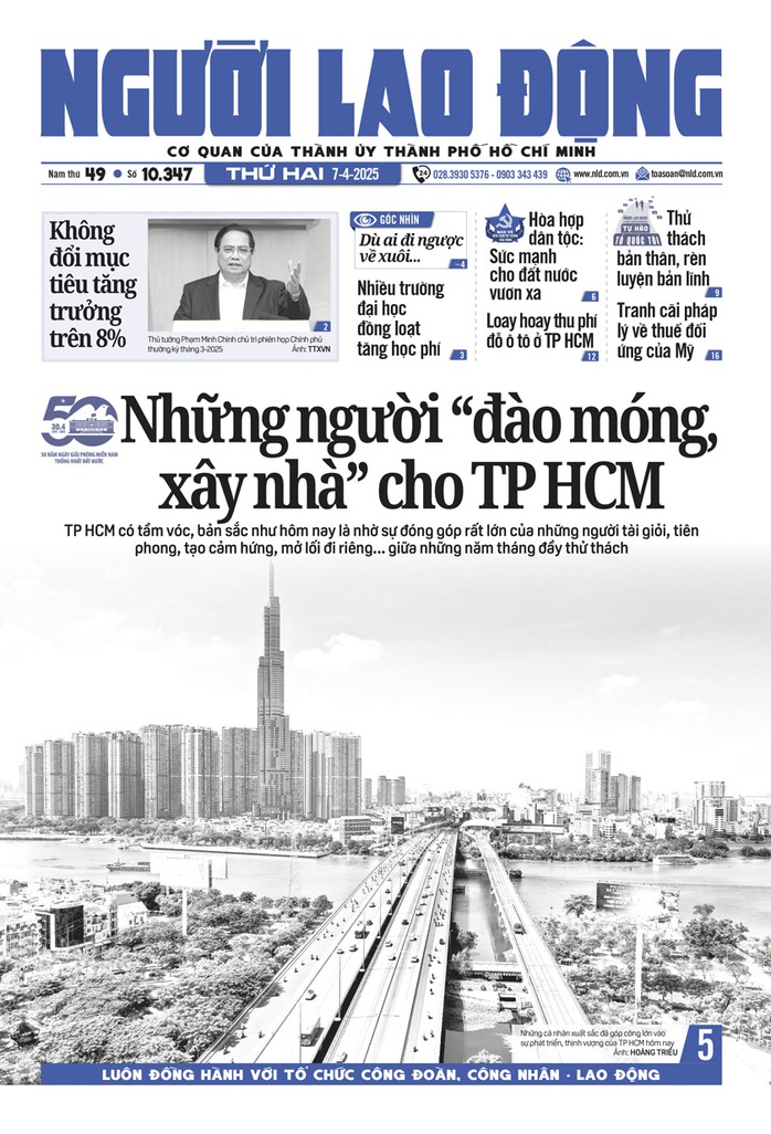 Bìa in Báo Người Lao Động ra ngày 7-4-2025 Bìa in Báo Người Lao Động ra ngày 7-4-2025