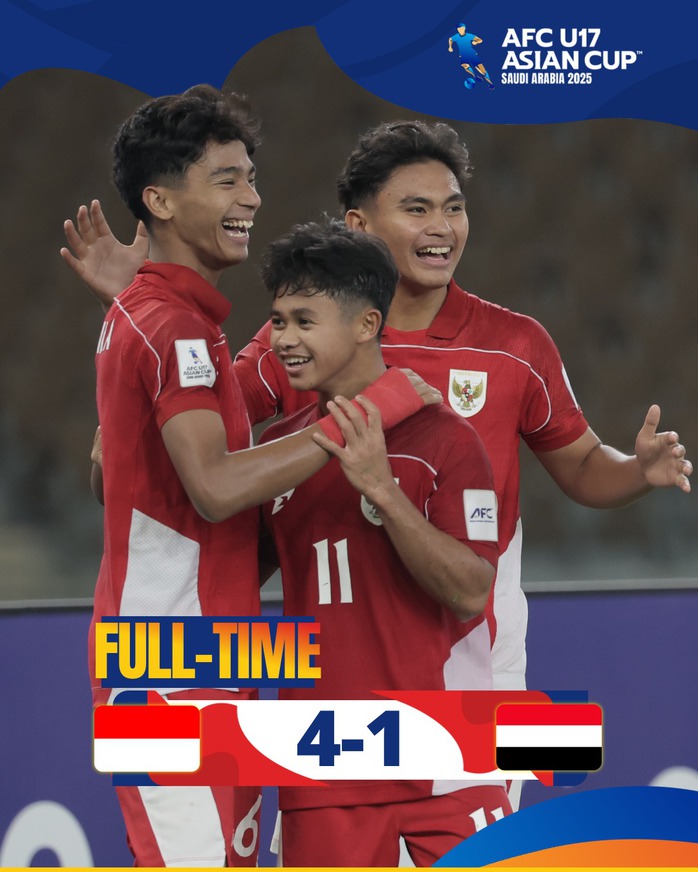 U17 Indonesia giành vé dự World Cup sau chiến thắng đậm trước Yemen- Ảnh 1. U17 Indonesia giành vé dự World Cup sau chiến thắng đậm trước Yemen- Ảnh 1.