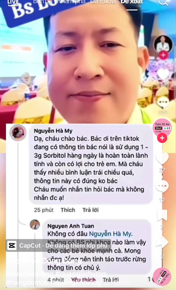 PGS-TS-BS Nguyễn Anh Tuấn lên tiếng vụ việc "Sorbitol có lợi cho trẻ em"- Ảnh 1. PGS-TS-BS Nguyễn Anh Tuấn lên tiếng vụ việc "Sorbitol có lợi cho trẻ em"- Ảnh 1.
