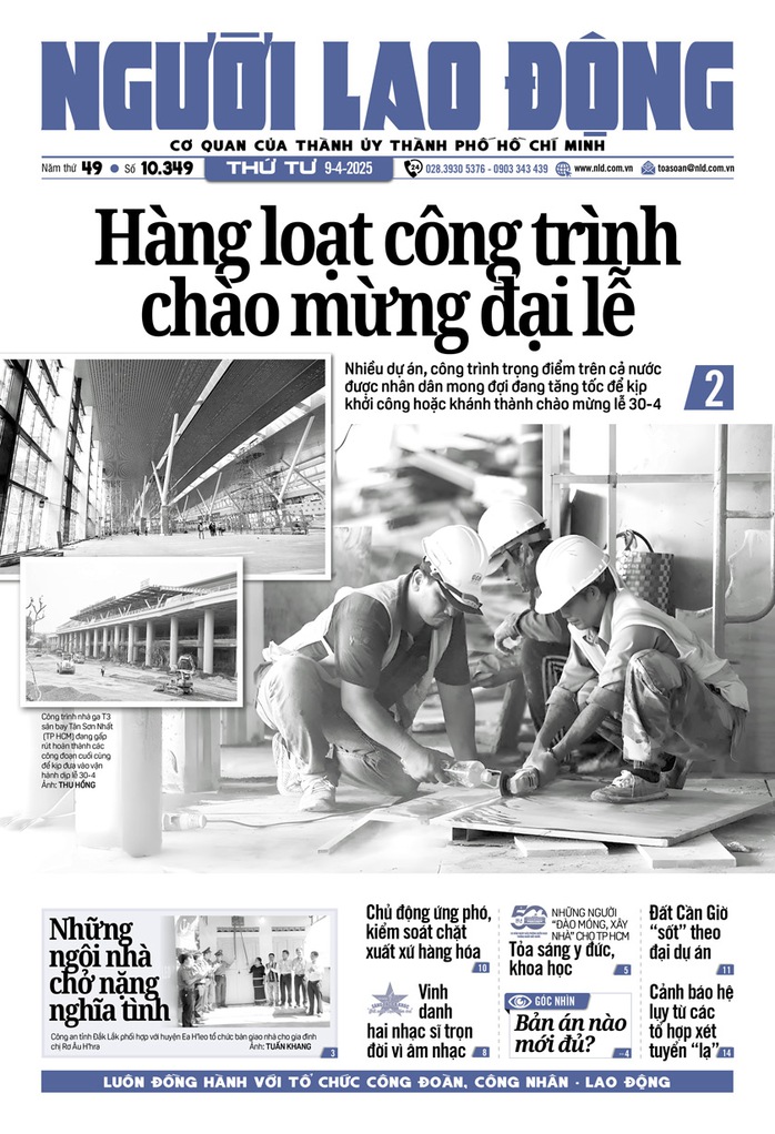 Bìa in Báo Người Lao Động ra ngày 9-4-2025 Bìa in Báo Người Lao Động ra ngày 9-4-2025