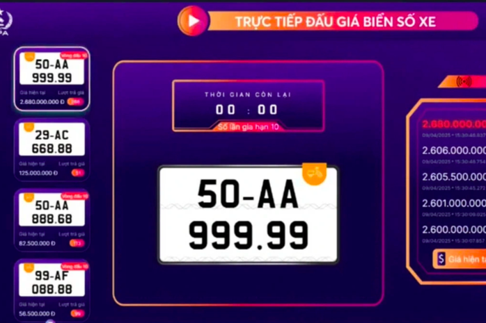 Biển số xe máy "ngũ quý 9" ở TP HCM bán đấu giá 2,68 tỉ đồng- Ảnh 1. Biển số xe máy "ngũ quý 9" ở TP HCM bán đấu giá 2,68 tỉ đồng- Ảnh 1.