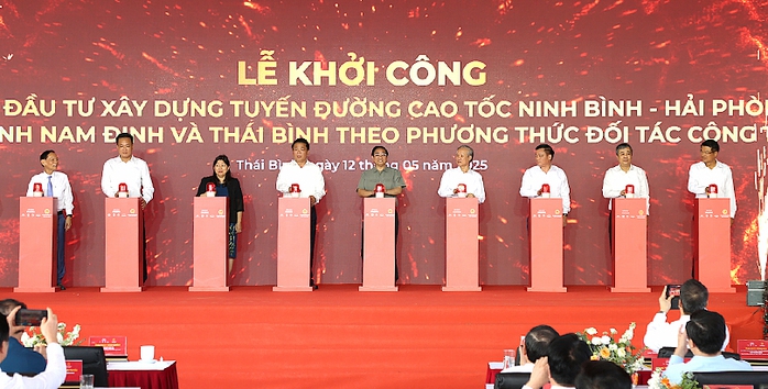 Thủ tướng dự lễ khởi công tuyến cao tốc huyết mạch qua Thái Bình, Nam Định - Ảnh 1.