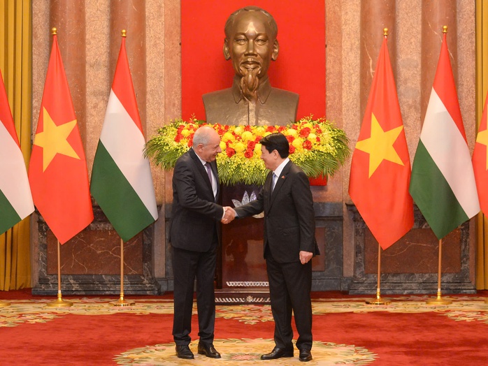 Chủ tịch nước Lương Cường chủ trì lễ đón chính thức Tổng thống Hungary - Ảnh 10.
