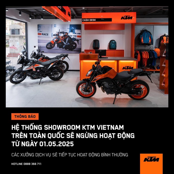 Ngừng hoạt động hệ thống showroom mô tô KTM - Ảnh 1.