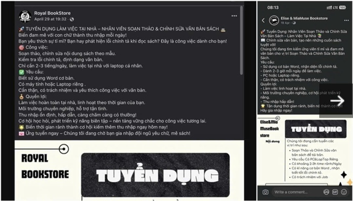 Mất tiền oan với chiêu tuyển dụng "việc nhẹ lương cao" trên mạng xã hội- Ảnh 2. Mất tiền oan với chiêu tuyển dụng "việc nhẹ lương cao" trên mạng xã hội- Ảnh 2.