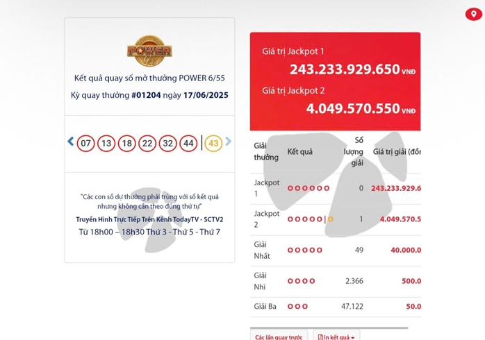Vé số Vietlott tiếp tục có vé trúng giải Jackpot 2, giá trị hơn 4 tỉ đồng- Ảnh 1. Vé số Vietlott tiếp tục có vé trúng giải Jackpot 2, giá trị hơn 4 tỉ đồng- Ảnh 1.
