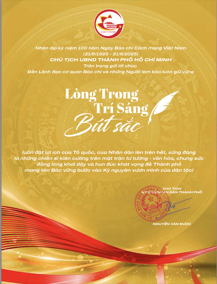 Chủ tịch UBND TP HCM Nguyễn Văn Được gửi thiệp chúc mừng đội ngũ người làm báo - Ảnh 2.
