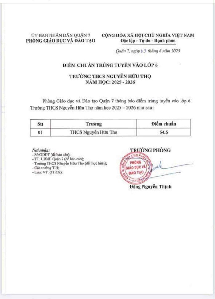 TP HCM: Công bố điểm chuẩn vào Trường THCS "hot" nhất quận 7- Ảnh 1. TP HCM: Công bố điểm chuẩn vào Trường THCS "hot" nhất quận 7- Ảnh 1.