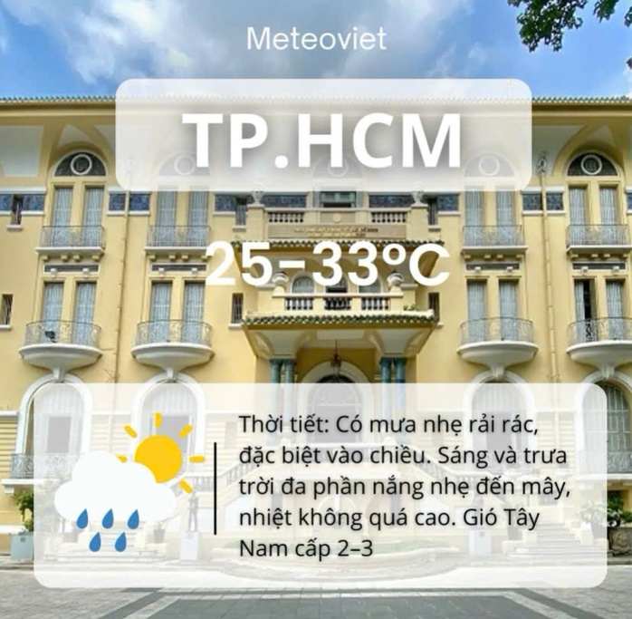 Thời tiết TP HCM hôm nay, 1-7: Sáng nắng, chiều có mưa nhẹ- Ảnh 2. Thời tiết TP HCM hôm nay, 1-7: Sáng nắng, chiều có mưa nhẹ- Ảnh 2.