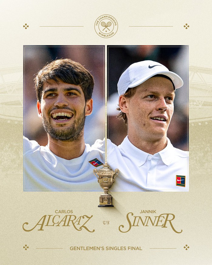 Sinner hạ Djokovic, lần đầu vào chung kết Wimbledon, tiếp bước Nadal và Federer - Ảnh 1. Sinner hạ Djokovic, lần đầu vào chung kết Wimbledon, tiếp bước Nadal và Federer - Ảnh 1.