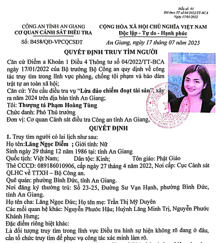 Công an truy tìm người phụ nữ xinh đẹp liên quan vụ lừa đảo- Ảnh 1.