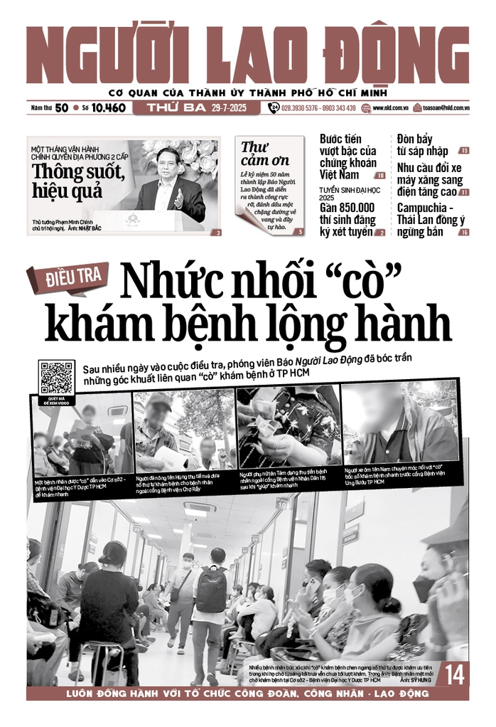 Báo in ngày 29-7: ĐIỀU TRA: Nhức nhối "cò" khám bệnh lộng hành- Ảnh 1. Báo in ngày 29-7: ĐIỀU TRA: Nhức nhối "cò" khám bệnh lộng hành- Ảnh 1.
