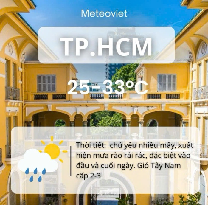 Thời tiết TP HCM hôm nay, 4-7: Có nắng nhẹ, mưa rải rác- Ảnh 2. Thời tiết TP HCM hôm nay, 4-7: Có nắng nhẹ, mưa rải rác- Ảnh 2.