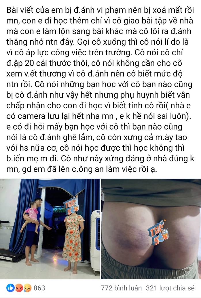 Công an xác minh thông tin cô giáo đánh học sinh bầm tím mông- Ảnh 1. Công an xác minh thông tin cô giáo đánh học sinh bầm tím mông- Ảnh 1.