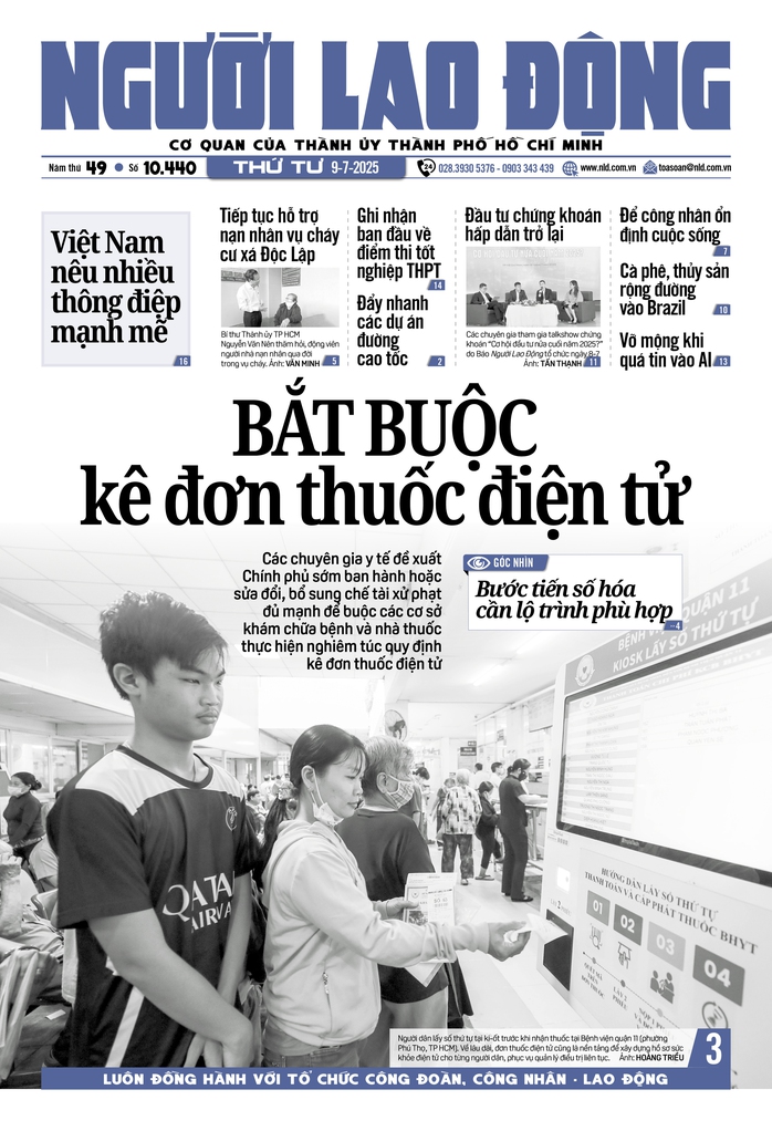 Báo in ngày 9-7: Bắt buộc kê đơn thuốc điện tử- Ảnh 1. Báo in ngày 9-7: Bắt buộc kê đơn thuốc điện tử- Ảnh 1.
