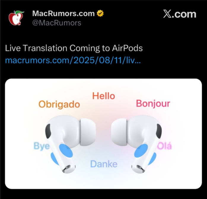 Tai nghe Apple AirPods đời 2025 sắp có tính năng dịch trực tiếp? - Ảnh 1.