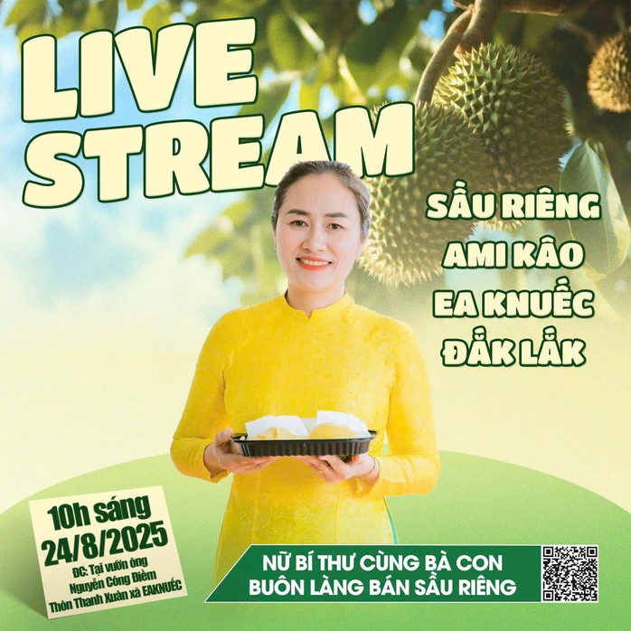 Nữ Bí thư xã xinh đẹp sẽ livestream bán sầu riêng cùng nông dân- Ảnh 1.
