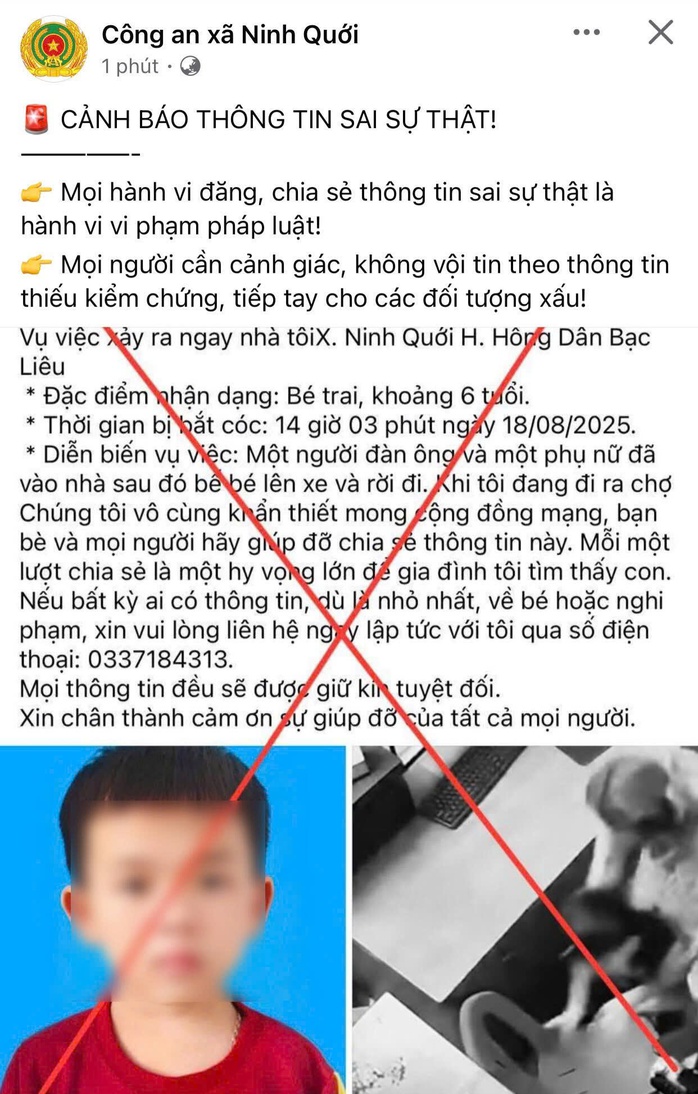 Công an lên tiếng về thông tin “bé 6 tuổi bị bắt cóc” gây xôn xao ở Cà Mau- Ảnh 1. Công an lên tiếng về thông tin “bé 6 tuổi bị bắt cóc” gây xôn xao ở Cà Mau- Ảnh 1.