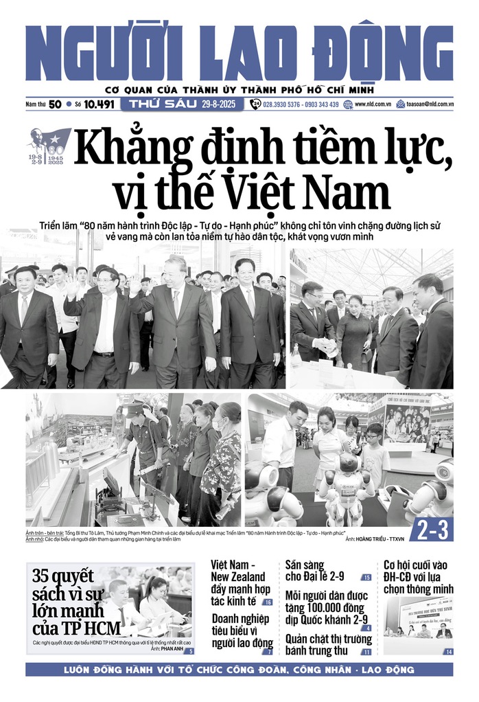 Báo in Người Lao Động 29-8: Khẳng định tiềm lực, vị thế Việt Nam - Ảnh 1. Báo in Người Lao Động 29-8: Khẳng định tiềm lực, vị thế Việt Nam - Ảnh 1.