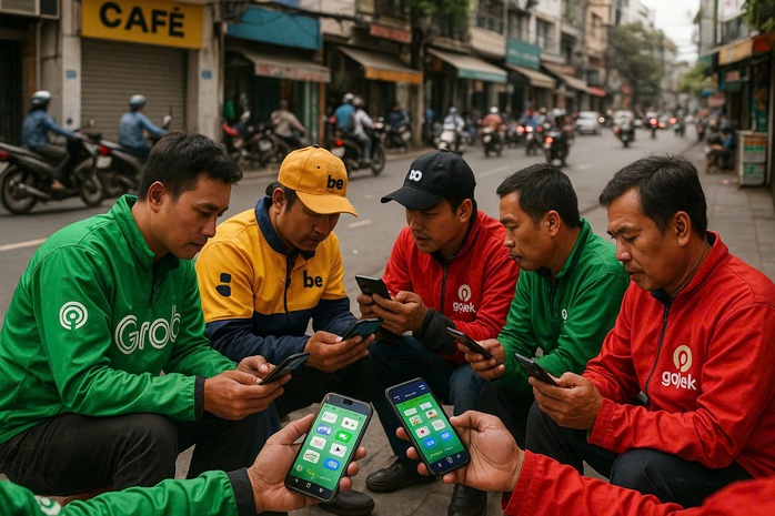 Tài xế xe công nghệ đua nhau dùng app - Ảnh 1.