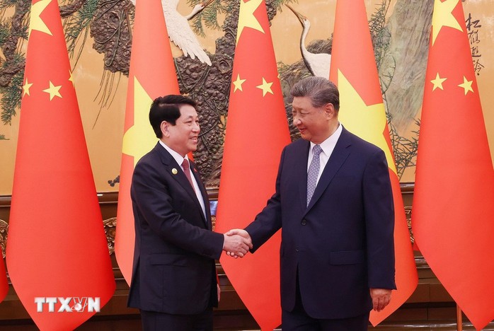 Chủ tịch nước Lương Cường hội đàm với Tổng Bí thư, Chủ tịch nước Trung Quốc Tập Cận Bình - Ảnh 1.