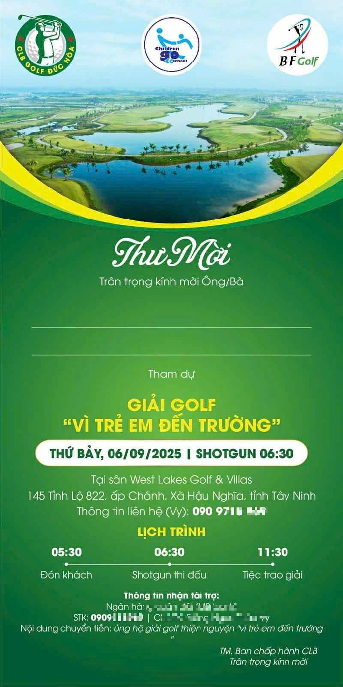 Giải golf tổ chức ở Tây Ninh tự ý đưa tên nhiều cơ quan báo chí vào “Đơn vị bảo trợ truyền thông”- Ảnh 1. Giải golf tổ chức ở Tây Ninh tự ý đưa tên nhiều cơ quan báo chí vào “Đơn vị bảo trợ truyền thông”- Ảnh 1.