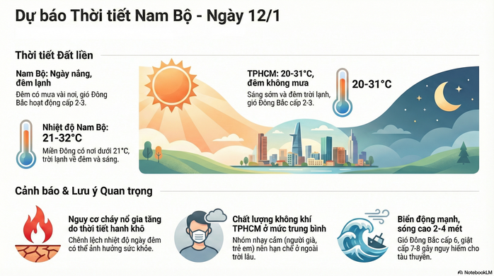 Dự b&aacute;o thời tiết h&ocirc;m nay, 12-1: Nhiệt độ ở TPHCM v&agrave; Nam Bộ tăng nhẹ - Ảnh 2.