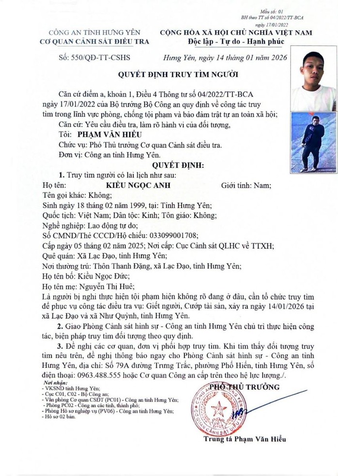 Nghi phạm s&aacute;t hại 2 người phụ nữ ở Hưng Y&ecirc;n đ&atilde; ra đầu th&uacute; - Ảnh 2.