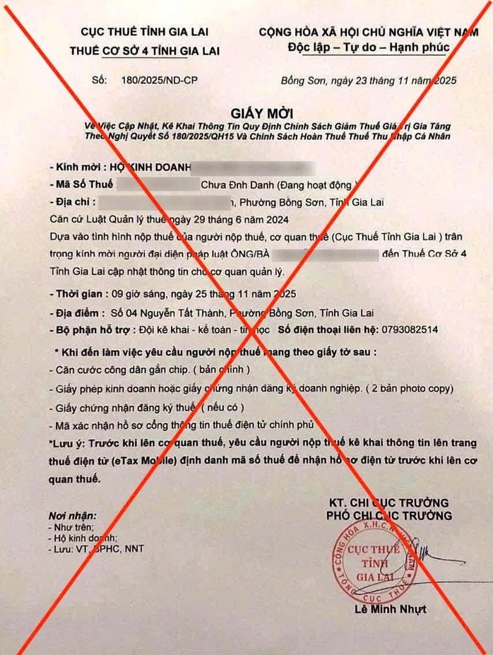Gia Lai: Cảnh b&aacute;o mạo danh cơ quan Thuế để lừa đảo, chiếm đoạt t&agrave;i sản - Ảnh 1.
