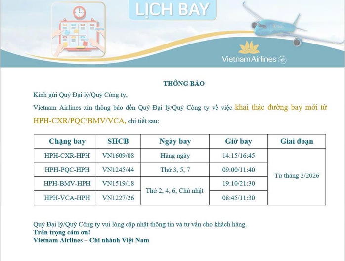 Vietnam Airlines khai th&aacute;c đường bay Cần Thơ - Hải Ph&ograve;ng th&uacute;c đẩy kinh tế - Ảnh 1.