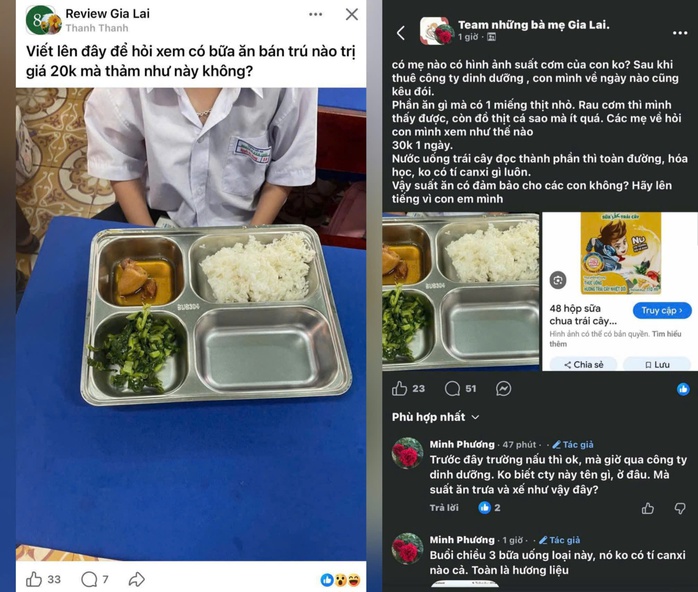 Bữa ăn b&aacute;n tr&uacute; của học sinh tiểu học Nguyễn Văn Trỗi g&acirc;y tranh c&atilde;i - Ảnh 1.