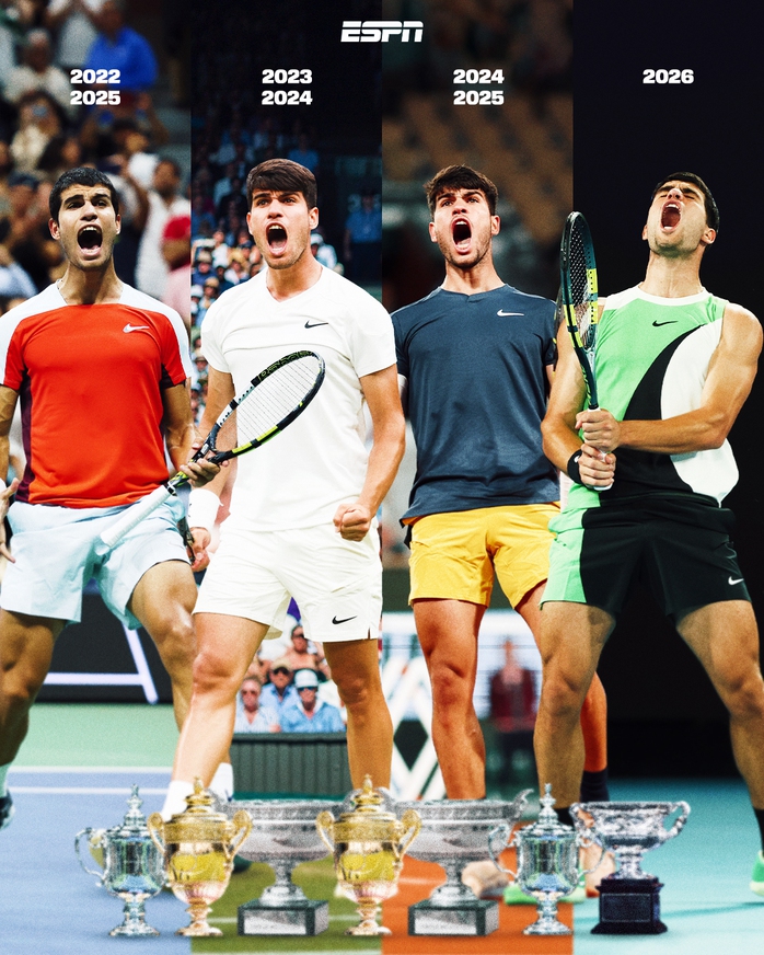 Alcaraz ho&agrave;n tất bộ sưu tập Grand Slam ở tuổi trẻ nhất lịch sử - Ảnh 1.