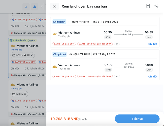Gi&aacute; v&eacute; m&aacute;y bay dịp Tết 2026 tăng cao ngất ngưởng giữa TPHCM v&agrave; H&agrave; Nội - Ảnh 3.