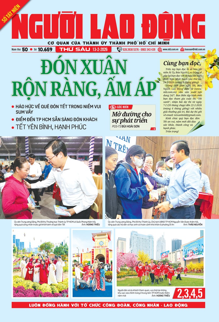 B&aacute;o in Người Lao Động 13-2: Đ&oacute;n Xu&acirc;n rộn r&agrave;ng, ấm &aacute;p - Ảnh 1.