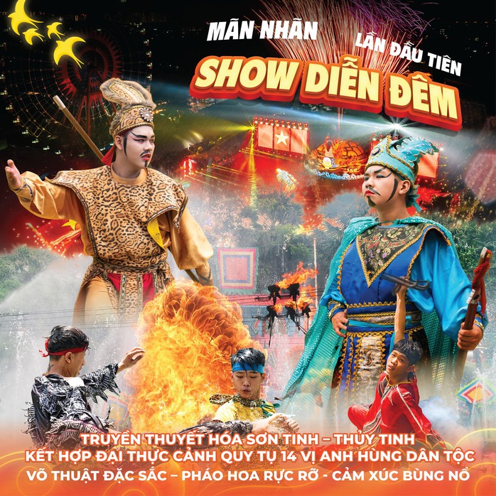KDL Suối Ti&ecirc;n rực rỡ với show diễn "Sơn Tinh &ndash; Thủy Tinh v&agrave; 14 vị anh h&ugrave;ng d&acirc;n tộc" - Ảnh 1.