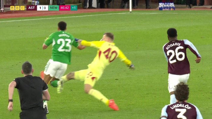 Cận cảnh tấm thẻ đỏ “điên rồ” của thủ môn Aston Villa - Ảnh 2.
