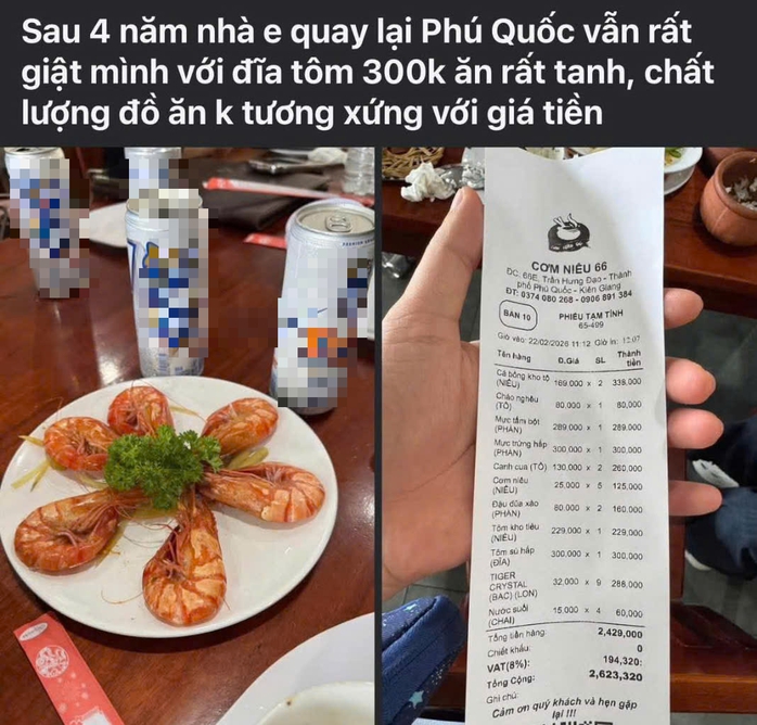 Mạng x&atilde; hội tranh luận về dĩa t&ocirc;m 300 . 000 Đồng ở Ph&uacute; Quốc dịp Tết 2026 - Ảnh 1.