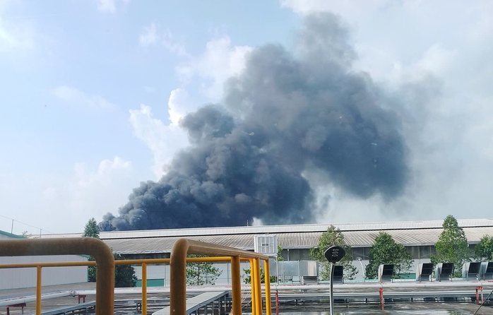 Ch&aacute;y lớn kho chứa nệm ở TPHCM v&agrave;o chiều 28 - 2 , Cảnh s&aacute;t nỗ lực dập lửa - Ảnh 1.