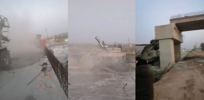 Khoảnh khắc cầu đường sắt 95 m tại Trung Quốc đổ sập không báo trước - Ảnh 1. Khoảnh khắc cầu đường sắt 95 m tại Trung Quốc đổ sập không báo trước - Ảnh 1.