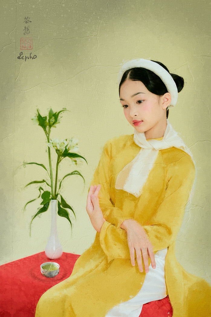 Ruby Tâm Nhi dịu dàng hóa nàng thơ mùa xuân trong tranh Đông Dương - Ảnh 5.