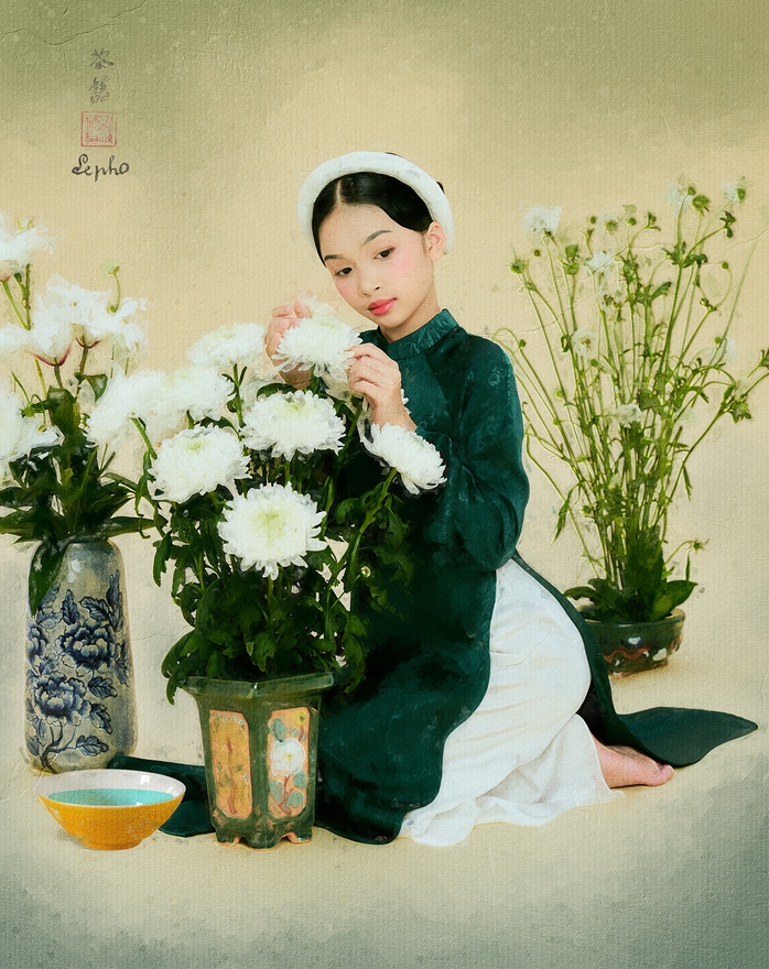 Ruby Tâm Nhi dịu dàng hóa nàng thơ mùa xuân trong tranh Đông Dương - Ảnh 7.