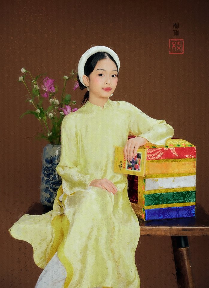 Ruby Tâm Nhi dịu dàng hóa nàng thơ mùa xuân trong tranh Đông Dương - Ảnh 1.