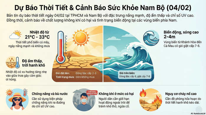 Dự b&aacute;o thời tiết h&ocirc;m nay, 4-2: TPHCM v&agrave; Nam Bộ tăng nhiệt, tia UV cao - Ảnh 2.