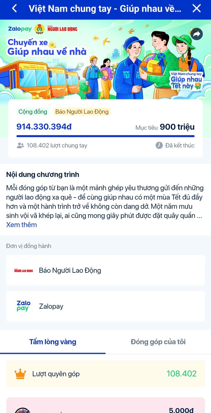 Chuyến xe m&ugrave;a Xu&acirc;n 2026: Hơn 900 triệu đồng quy&ecirc;n g&oacute;p Gi&uacute;p c&ocirc;ng nh&acirc;n về qu&ecirc; đ&oacute;n Tết - Ảnh 2.