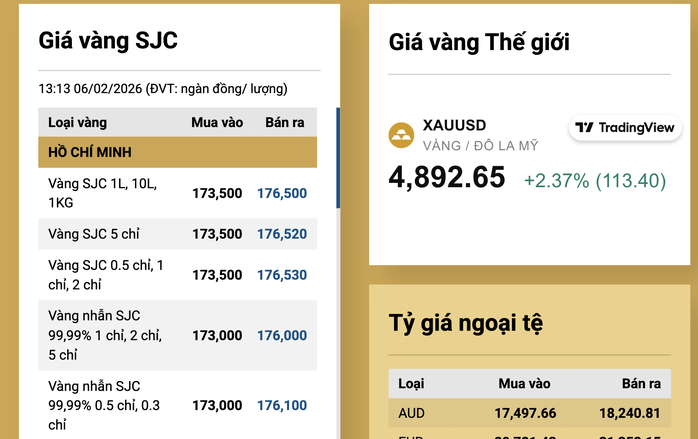 Cuối ng&agrave;y 6-2, gi&aacute; v&agrave;ng miếng SJC, v&agrave;ng nhẫn đồng loạt tăng - Ảnh 2.